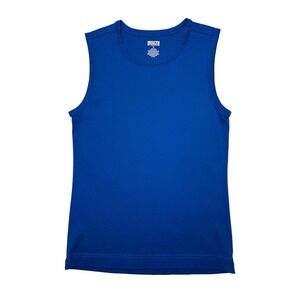 Duluth Trading Co Women Small Blue Cotton Everyday Crew Tank Staple Classic